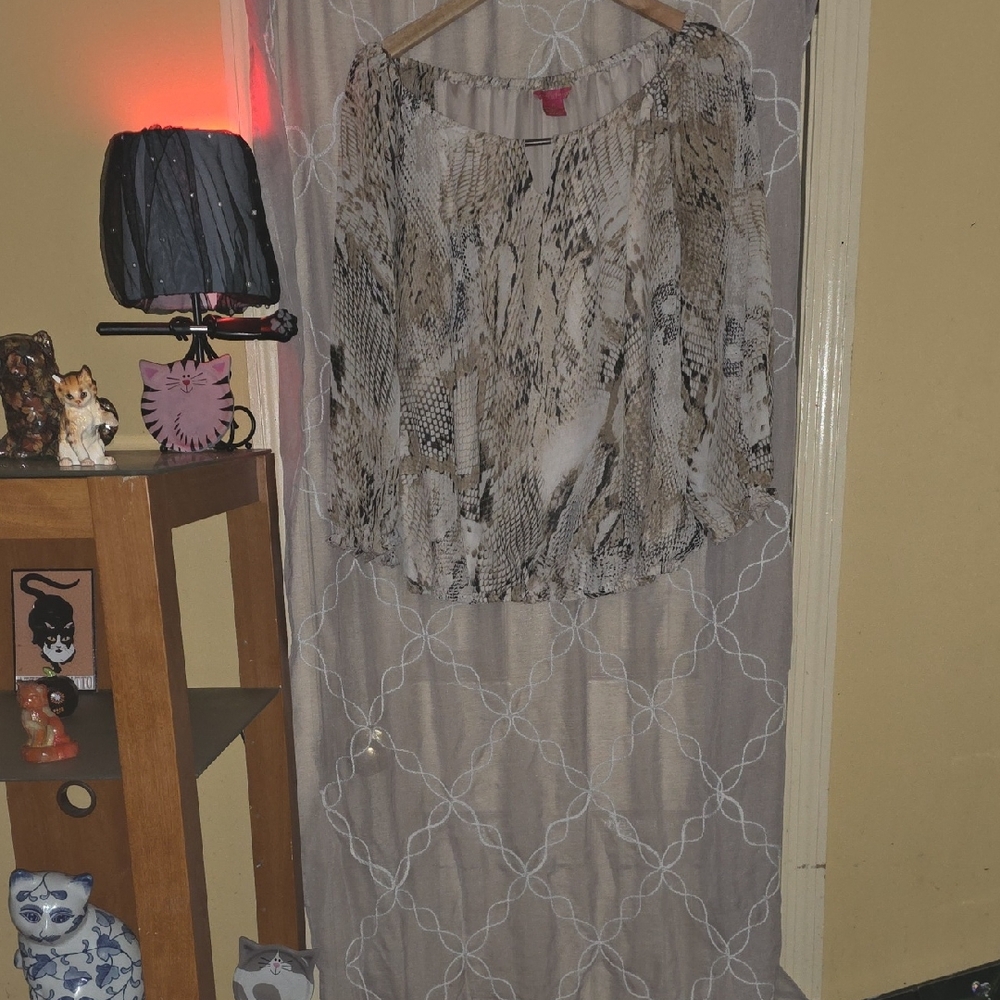 Sunny Leigh Snake Print Blouse in Neutral Tones